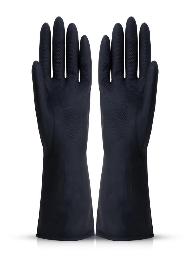 Robustt Heavy Duty Rubber Hand gloves - 1 Pair (Free Size, Black) for Dishwashing, gardening, kitchen cleaning - Image 1